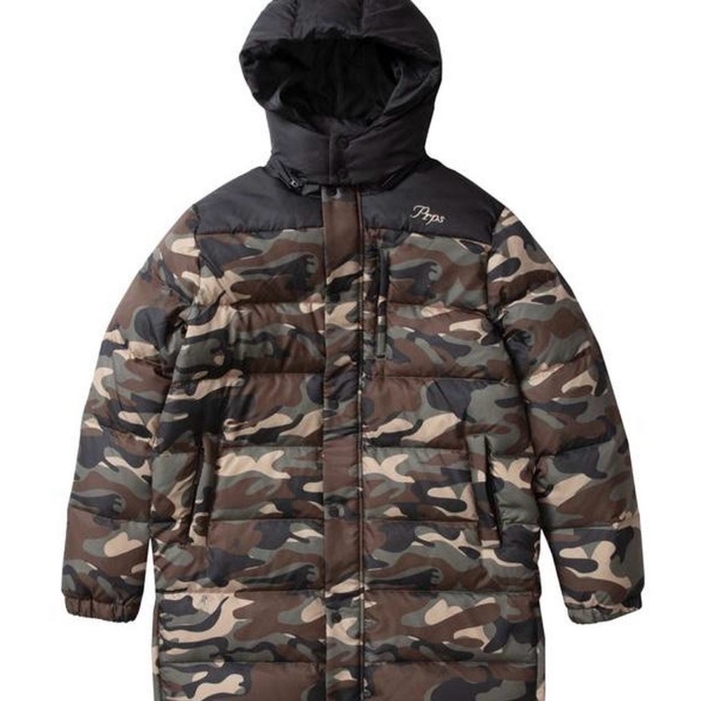 PRPS Men's Camouflage Long Puffer Jacket